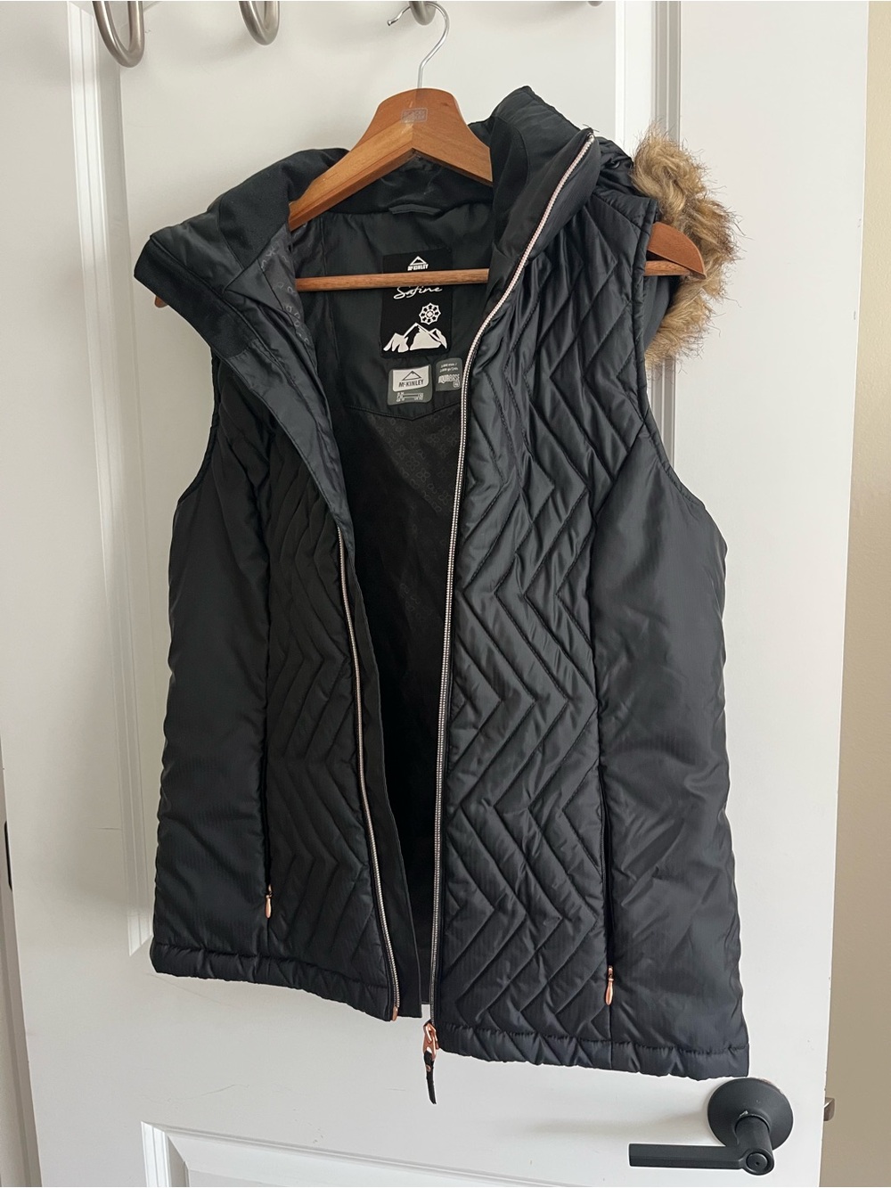 McKinley Light Puffer Vest with Faux Fur Hood Sz XS